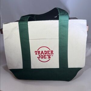 Trader Joe's Mini Tote Green and Cream